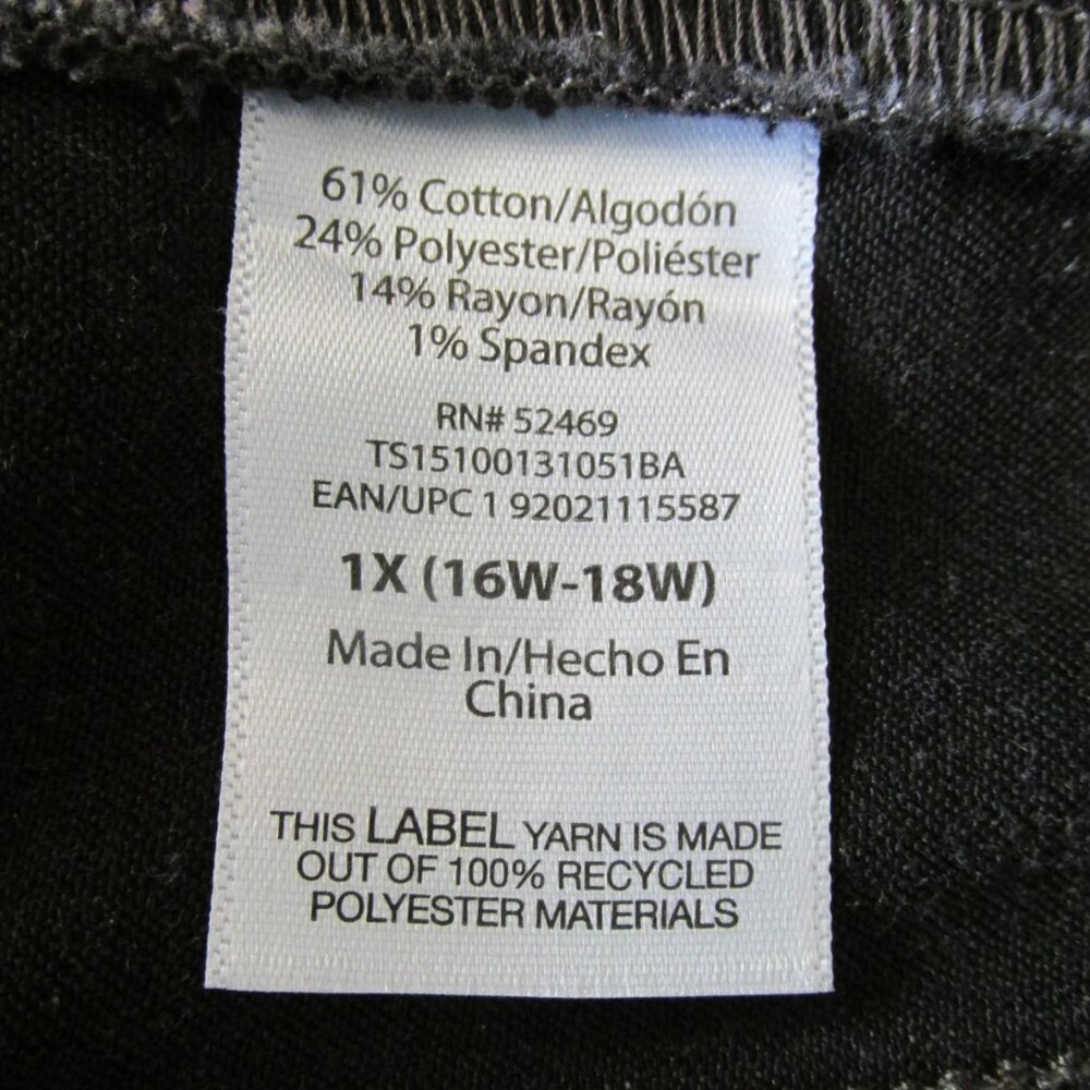 TERRA & SKY WOMEN'S SIZE 1X (16W/18W) CAPRIS JEANS BLACK ACID WASH JEGGINGS NWT - Picture 6 of 9